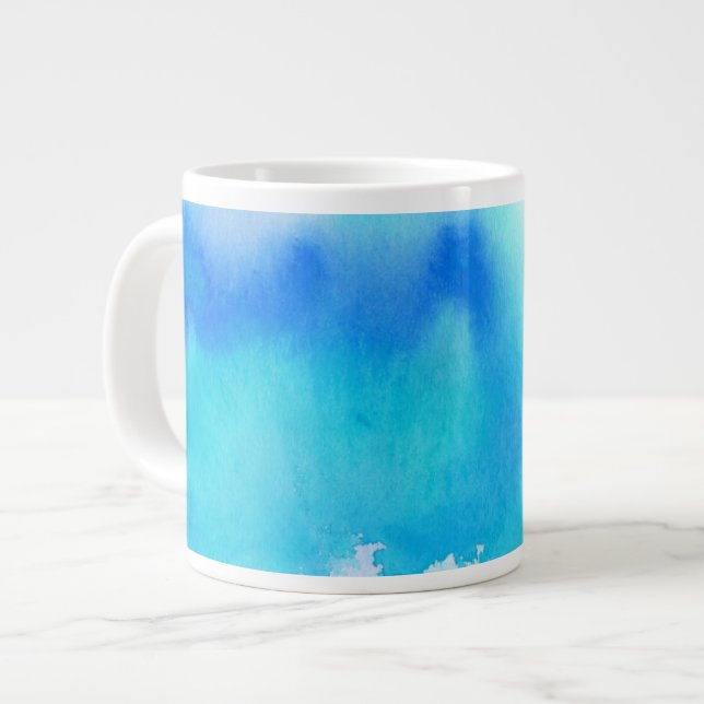 Blå punkt, vattenfärgad abstrakt, färgad jumbo mugg (Framsida vänster)