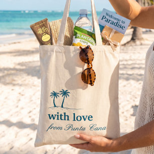 Blå Punta Cana Ditt Destination Bröllop Välkommen Tygkasse