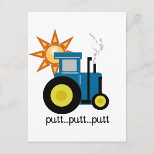 Blå Putt Tractor Tshirts och Gifts Vykort