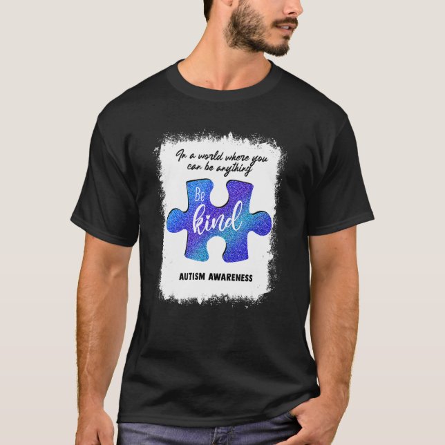 Blå puzzle Biet Autism Awareness Mamma Wom T Shirt (Framsida)