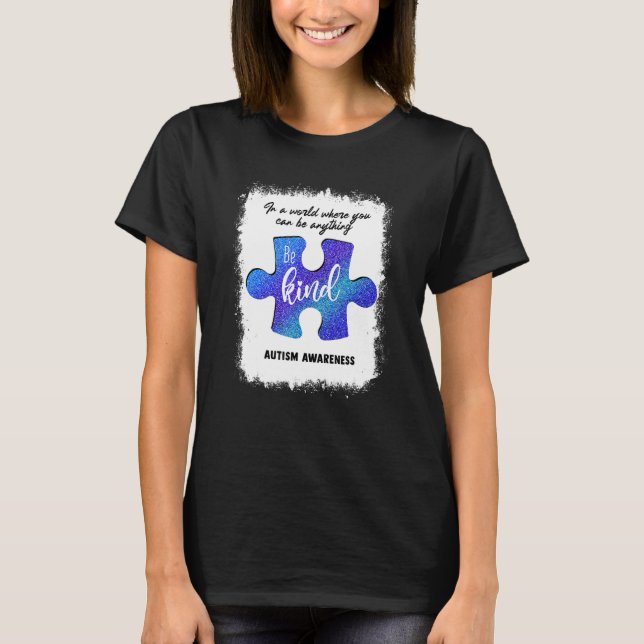 Blå puzzle Biet Autism Awareness Mamma Wom T Shirt (Framsida)
