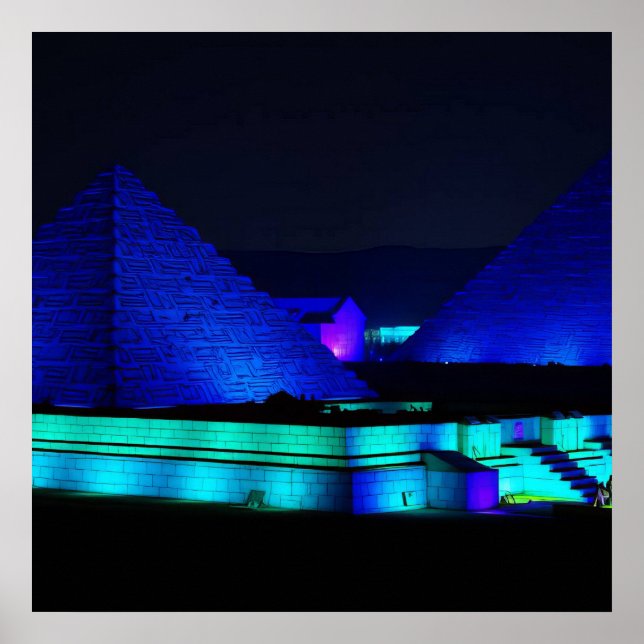 Blå pyramider design  poster (Framsidan)