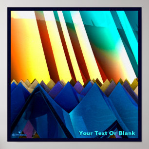 Blå pyramider och prism poster