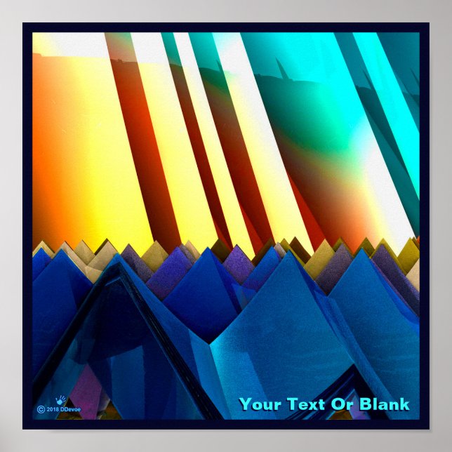 Blå pyramider och prism poster (Framsidan)