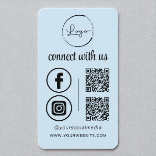 Blå QR-anslutning med Social-media i Business Logo Visitkort