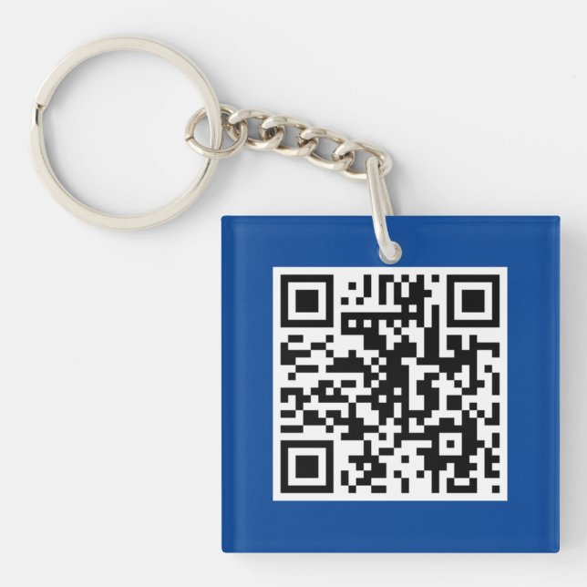 Blå QR CODE-Anpassningsbar, nyckelkedja (Framsidan)