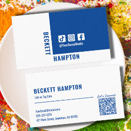 Blå QR-kod för enkel Social-media Visitkort