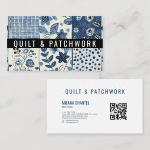 Blå Quilt Patchwork Handgjorda Kläder Visitkort