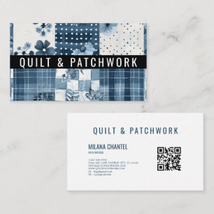 Blå Quilt Patchwork Handgjorda Kläder Visitkort