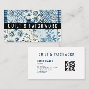 Blå Quilt Patchwork Handgjorda Kläder Visitkort