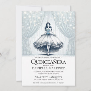 Blå Quinceañera-flicka Inbjudningar