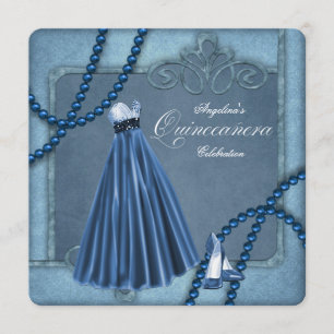 Blå Quinceanera Inbjudningar