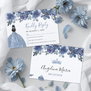 Blå Quinceanera RSVP Svarskort Tilläggskort