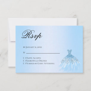 Blå Quinceanera-svar RSVP-kort OSA Kort