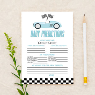 Blå Racingbil Baby Shower Gissningsspel