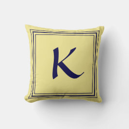 Blå ram monogram bokstav minimalistisk kudde