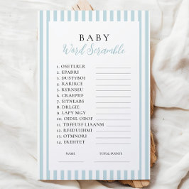 Blå Rand Baby Shower Ord Scramble