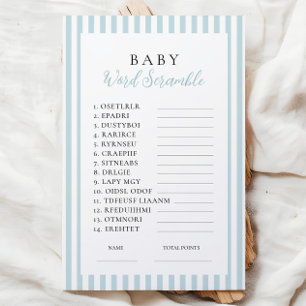 Blå Rand Baby Shower Ord Scramble