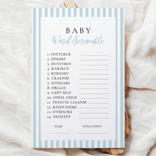 Blå Rand Baby Shower Ord Scramble (Skapare uppladdad)
