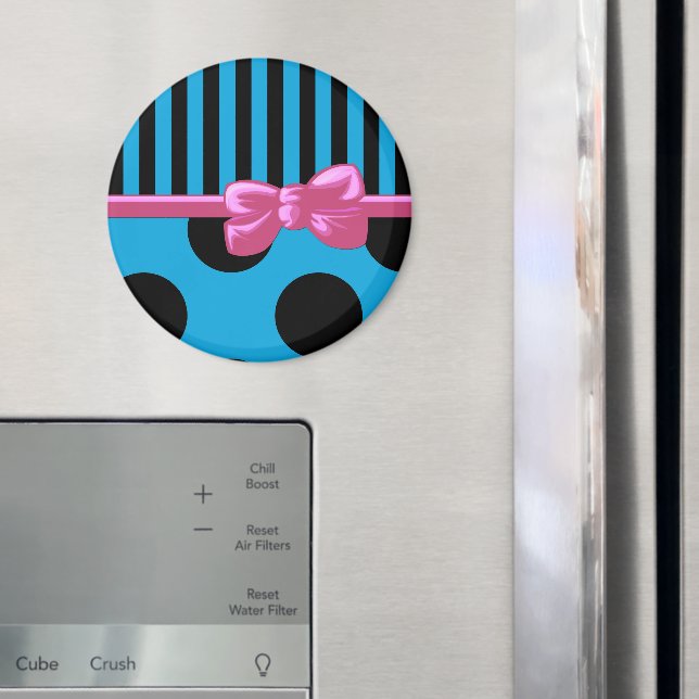 Blå Rand, Blå Polka dots, Linjer, prickad Magnet (In Situ (Fridge))