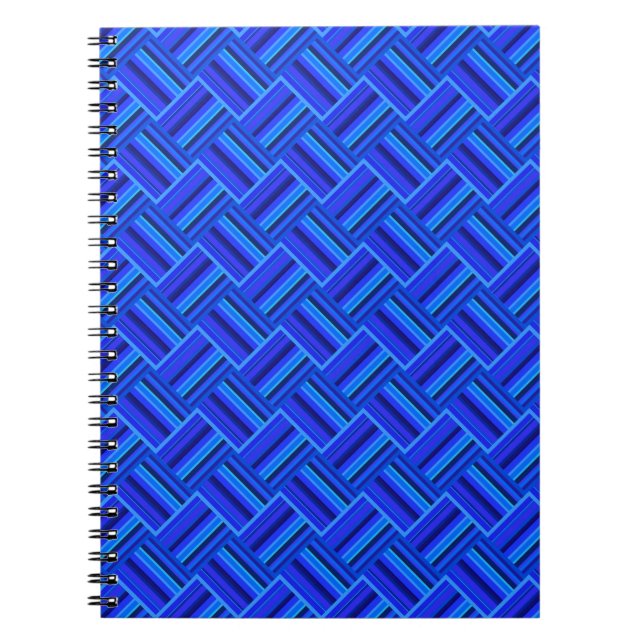 Blå rand-diagonalväv mönster anteckningsbok (Framsidan)