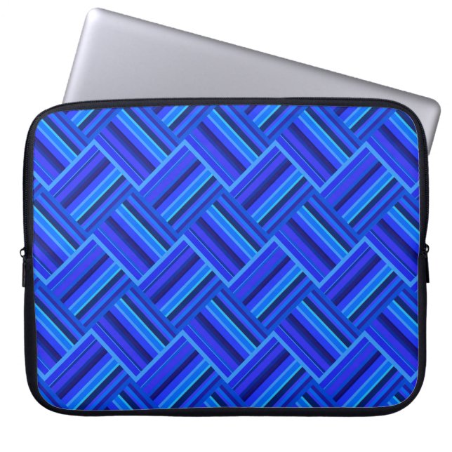 Blå rand-diagonalväv mönster laptop fodral (Framsidan)