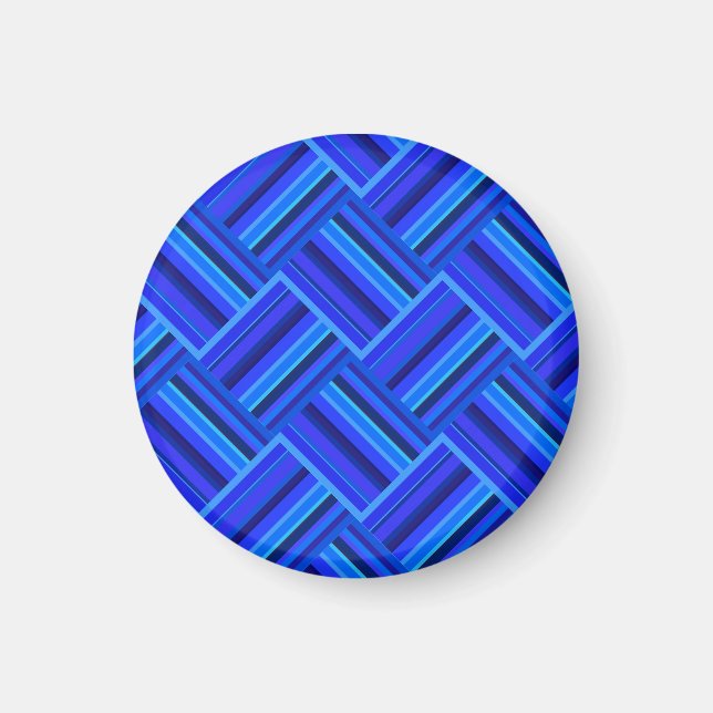 Blå rand-diagonalväv mönster magnet (Framsidan)