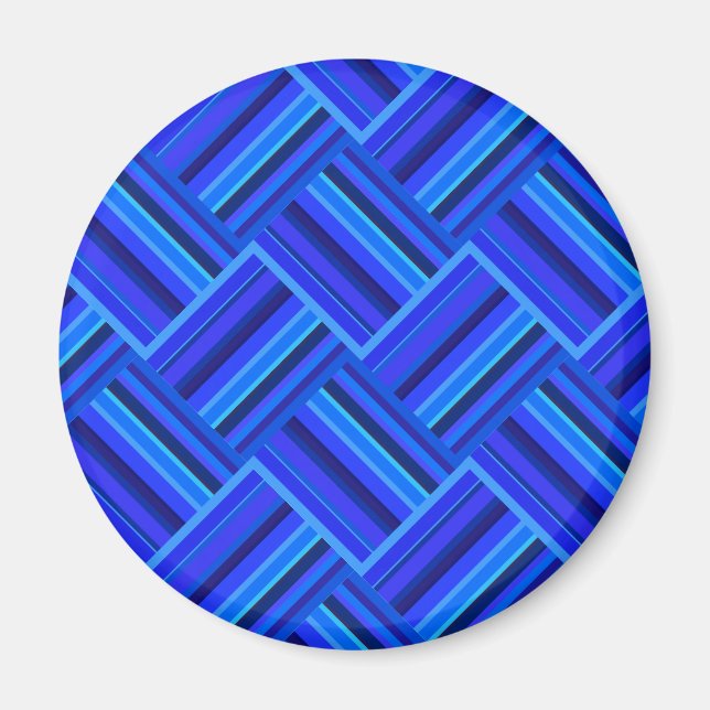 Blå rand-diagonalväv mönster magnet (Framsidan)