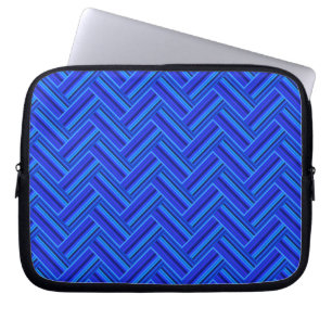 Blå rand dubbla väv mönster laptop sleeve