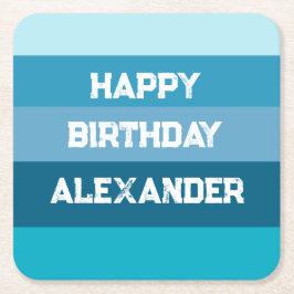 Blå Rand-födelsemall Underlägg Papper Kvadrat