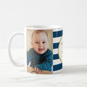 Blå Rand Guld Foto Bästa morfar jul Kaffemugg