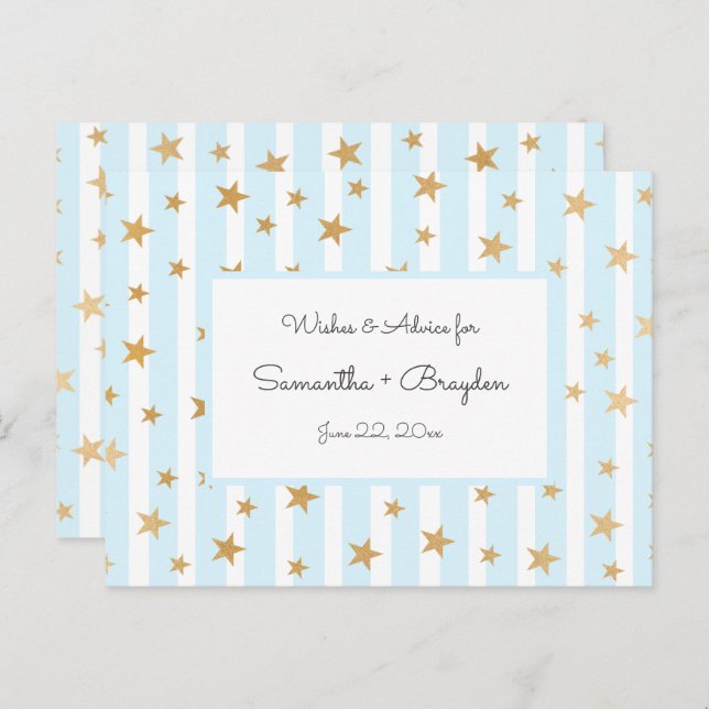 Blå Rand Guld Stars Baby Shower Adapter Rådkort (Fram/baksida)