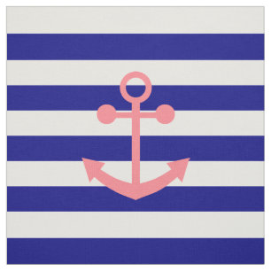 Blå Rand i flottan och Rosa Nautical Anchor Tyg