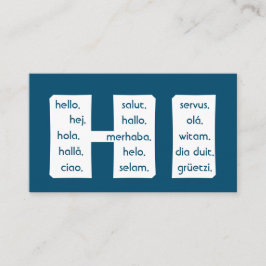 Blå rand internationell-språk hej visitkort