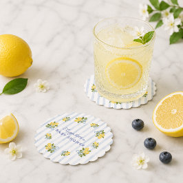 Blå Rand Lemon Födelsedagsfest för Bebis Underlägg Papper