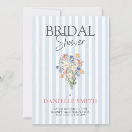 Blå Rand och Blommigt Inbjudningskort för möhippan