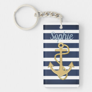Blå Rand och Guld Anchor Nautical