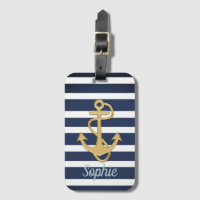 Blå Rand och Guld Anchor Nautical