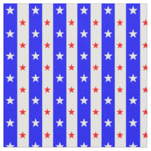 Blå Rand Red White Stars Tyg