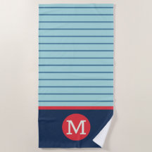 Blå rand Röd Vit Monogram Manlig