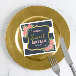 Blå Rand, Rosa ros Sweet sixteen Pappersservett