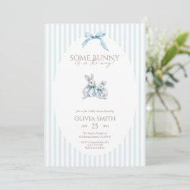 Blå rand Some Bunny Baby Shower Inbjudningar