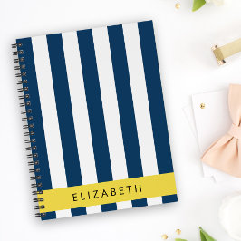 Blå Rand, stripe Mönster, ditt namn Anteckningsbok
