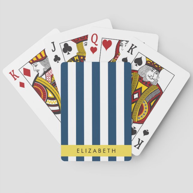 Blå Rand, stripe Mönster, ditt namn Casinokort (Baksidan)