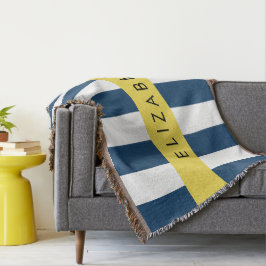 Blå Rand, stripe Mönster, ditt namn Filt