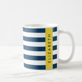 Blå Rand, stripe Mönster, ditt namn Kaffemugg
