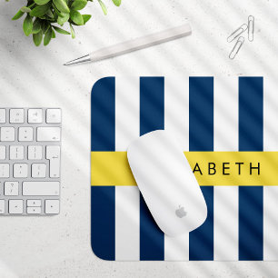 Blå Rand, stripe Mönster, ditt namn Musmatta