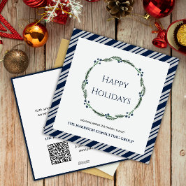 Blå Rand-utandning Företagets Logotyp QR-kod Helgd Julkort