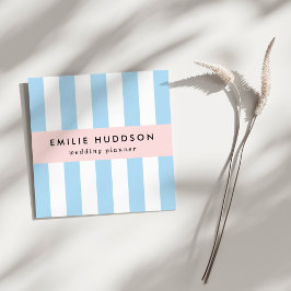 Blå Rand, vit Rand, stripe Mönster Fyrkantigt Visitkort