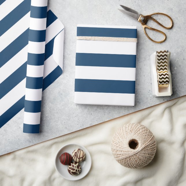 Blå Rand, vit Rand, stripe Mönster Presentpapper (Hantverk)